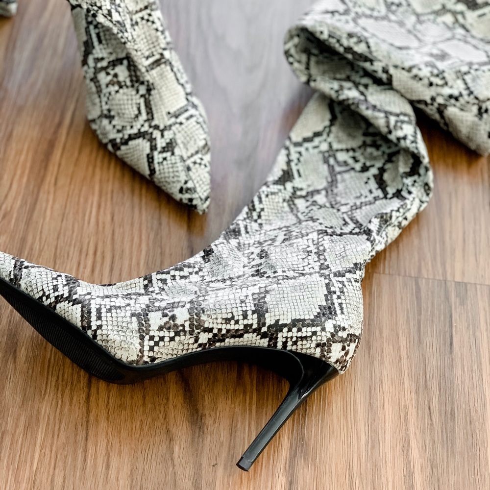 Snakeskin OTK High Boots